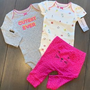 3M Pink 3 Piece Baby Girl Outfit Bundle